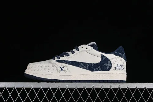 All categories Air Jordan Jordan series basketball shoes Air Jordan 1 Low High-end customized low-top sneakers Travis Scott x Fragment Design x Jordan Air Jordan 1 Low OG SP AJ1 Joe 1 LV joint-denim blue hook low-top cultural casual sneakers SJ2068-004
